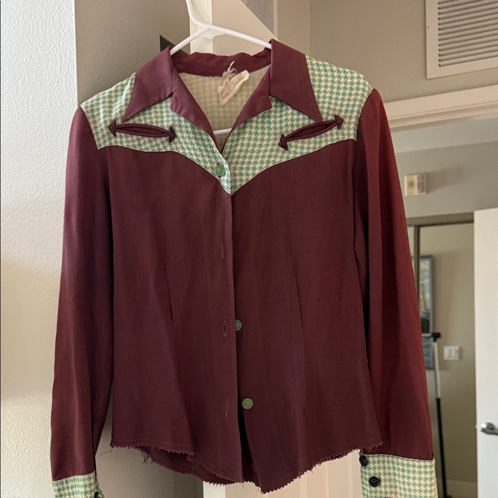 Driade Burgundy and Green Button Down Shirt